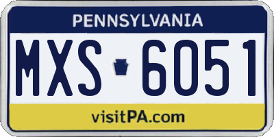 PA license plate MXS6051