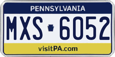 PA license plate MXS6052