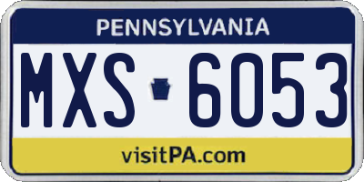 PA license plate MXS6053