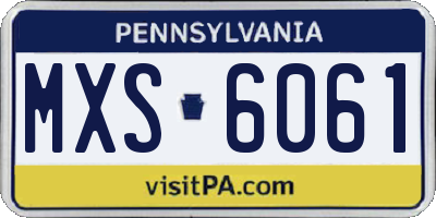 PA license plate MXS6061