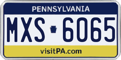 PA license plate MXS6065