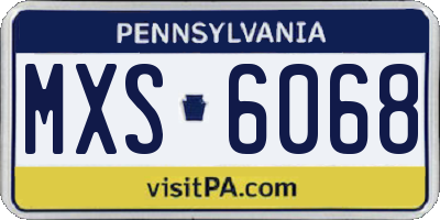 PA license plate MXS6068
