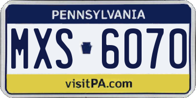 PA license plate MXS6070