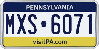 PA license plate MXS6071