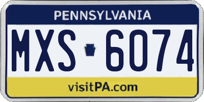 PA license plate MXS6074