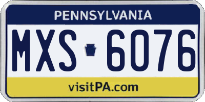 PA license plate MXS6076