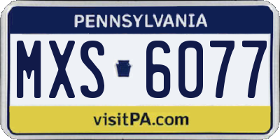PA license plate MXS6077