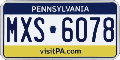 PA license plate MXS6078