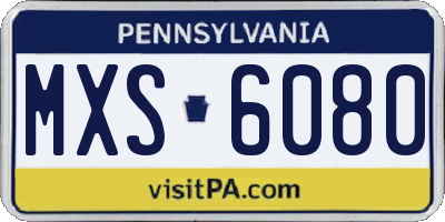 PA license plate MXS6080