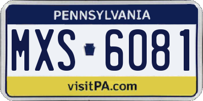 PA license plate MXS6081