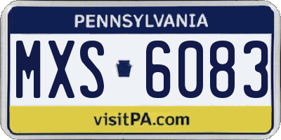 PA license plate MXS6083