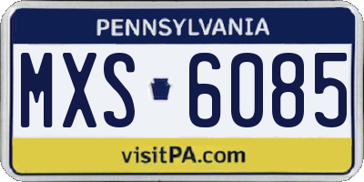 PA license plate MXS6085