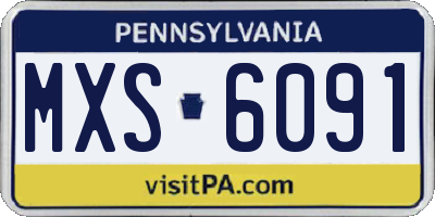 PA license plate MXS6091