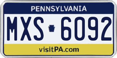 PA license plate MXS6092