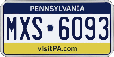PA license plate MXS6093