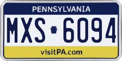 PA license plate MXS6094