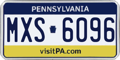 PA license plate MXS6096