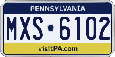 PA license plate MXS6102