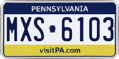 PA license plate MXS6103