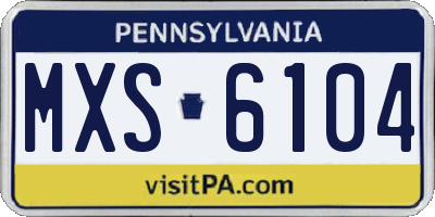 PA license plate MXS6104