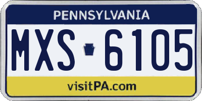 PA license plate MXS6105