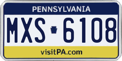 PA license plate MXS6108