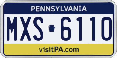 PA license plate MXS6110