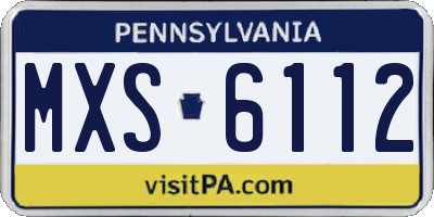 PA license plate MXS6112