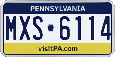 PA license plate MXS6114