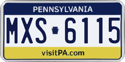 PA license plate MXS6115