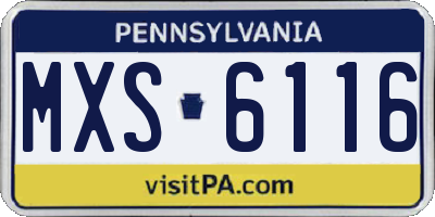 PA license plate MXS6116