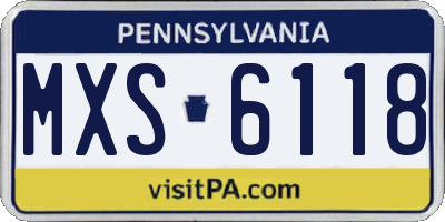 PA license plate MXS6118