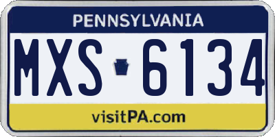 PA license plate MXS6134