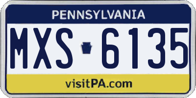PA license plate MXS6135