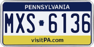 PA license plate MXS6136