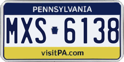 PA license plate MXS6138