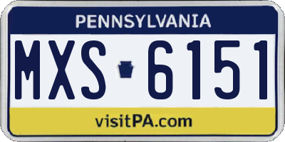 PA license plate MXS6151