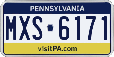 PA license plate MXS6171