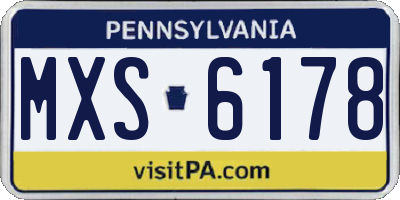PA license plate MXS6178