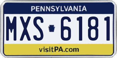 PA license plate MXS6181