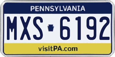 PA license plate MXS6192