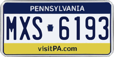 PA license plate MXS6193