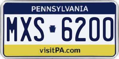 PA license plate MXS6200