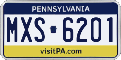 PA license plate MXS6201