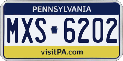 PA license plate MXS6202