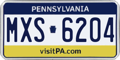 PA license plate MXS6204