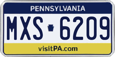 PA license plate MXS6209