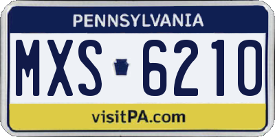 PA license plate MXS6210