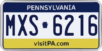 PA license plate MXS6216