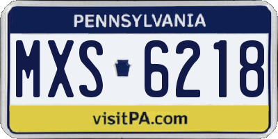 PA license plate MXS6218